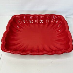 Cerutil Stoneware Red Rectangle Bake Casserole Dish Serving Bowl Portugal 13x11"